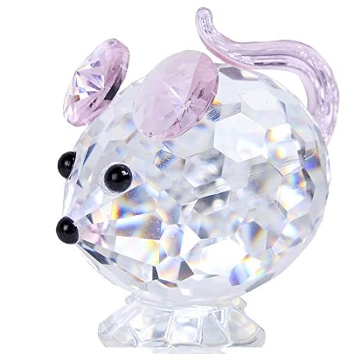 HDCRYSTALGIFTS Crystal Mouse Figurines Collectibles-Glass Animals Figurine Home Decor