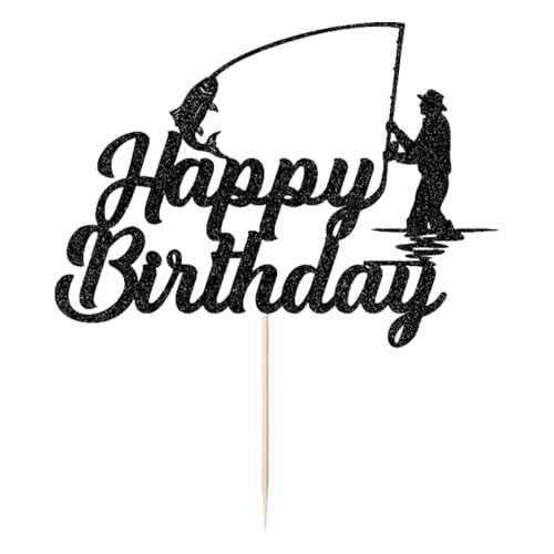 OUDQFCJ Décoration de Gâteau de Pêcheur - Poissons, Pêche, Anniversaire