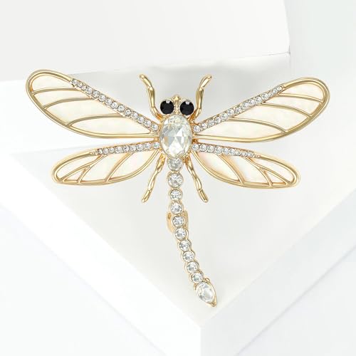 Image of Dragonfly Brooch and Pins for Women Enamel /Rhinestone Crystal Dragonfly Animals Brooches Jewelry for Mom Wife Elegant Dress Accessories Birthday Gifts
