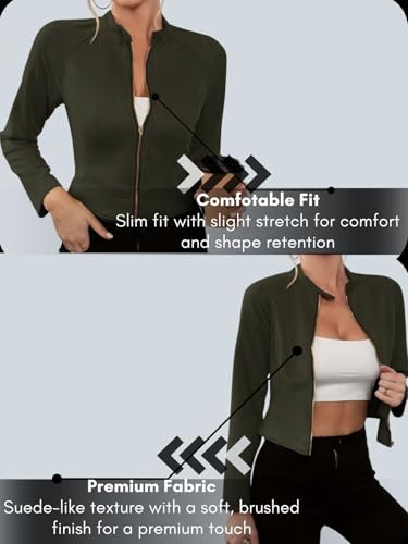 Image of Leriya Fashion Slim Fit Zip-Up Women Summer Jacket | Long Sleeve Stand Collar | Casual Biker Style Crop Top Summer Collection for Women | Lightweight Zipper Short Jacket for Office & Everyday Wear