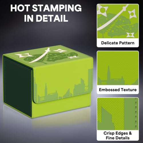 Image of Kabinka MTG Deck Box with Embossed Design, Fits 120+ Sleeved Cards, Green