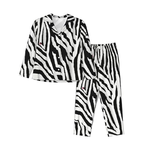 Pyjama zèbre femme en ensemble de nuit deux pièces confortable à manches longues