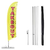 Vispronet Takeout Feather Flag Kit – 13.5ft Pole Set, Ground Stake, and Pole Sleeve Bag – Great for Restaurants, Diners, Shops and Cafes – Printed in The USA…