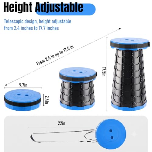Image of Doseno Collapsible Stool 2 Pack, Portable Telescoping Seat, Light Blue