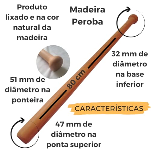 Taco De Baseball Beisebol Madeira Peroba 80 Cm