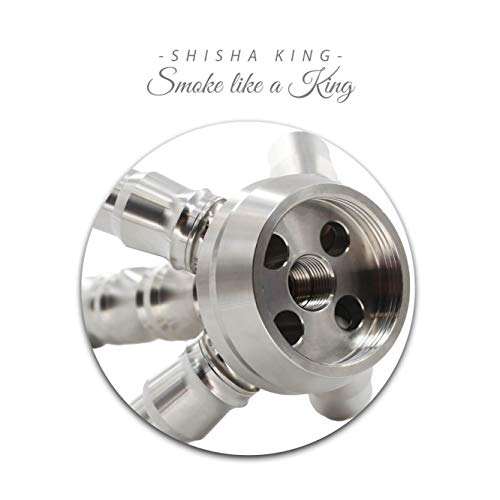 Shisha King® Fiesta 4 Anschluss Wasserpfeife Set 66 cm V2A Edelstahl + Zubehör | Schlauchset Molassefänger… – Bild 6