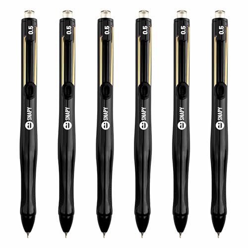 Image of Anupam Snapy Roller Gel Pen 0.5 mm, Waterproof Smooth Quick-Dry Dark Ink, Comfortable Grip Exam & Office Pen, Refillable (Black Body BlackInk, Pack of 6)