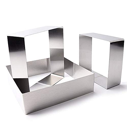 CANDeal 3 Stück Backrahmen Patisserie Backrahmen Tortenrahmen Quadrat,12cm/15cm/18cm Cover