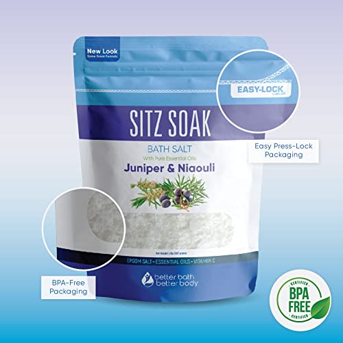 Sitz Bath Soak 32 Ounces Sitz Salt Epsom Salt Hemorrhoid Soothing With Pure Essential Oils In Bpa Free Pouch With Press-Lock Seal Made In Usa #TOP4