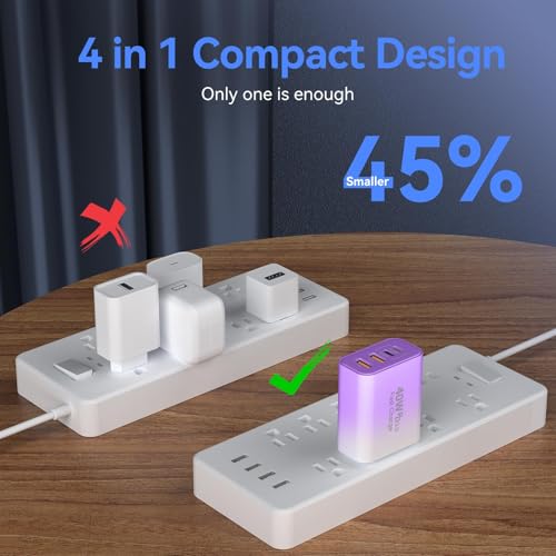 Image of USB C Wall Fast Charger Block, 40W 4-Port Type C Chargers Fast Charging Blocks PD Power Charger Adapter+QC 3.0 USB Multiport Charger Brick for Phone 17 /16 /15 /14 /13 /12 Pro Max, i-Pad, Galaxy S25-2Pack