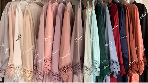 Personalized Lace Robe For Women Short Getting Ready Robe with Vinyl Matte Satin Kimono Robes Customized Bridesmaid and Bride Robes Lace Bridal Robes Bridesmaids Party4