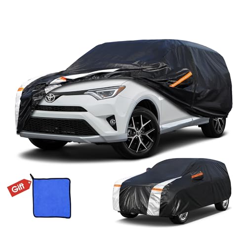 Image of Toyota RAV4 Car Cover 100% Waterproof All Weather, Gift with Towel, 10 Layers Car Cover Custom Fit 2006-2026 Toyota RAV4, Outdoor Full Exterior Cover Rain Sun UV Protection with Door Zipper.