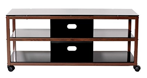 With Casters & 2 Av Shelves For Flat Panel Tvs, 50" X 18" X 21.9", Dark Oak/black