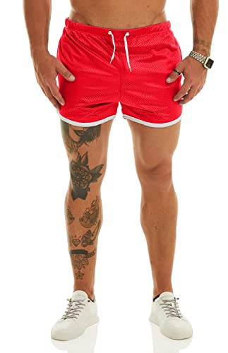 Ouber Men's Fitted Shorts Bodybuilding Workout Gym Running Tight Lifting Shorts with Pockets2