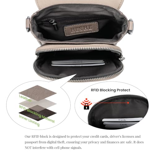 Image of HESHE Small Leather Crossbody Bag for Women RFID Phone Purse with Card Slot