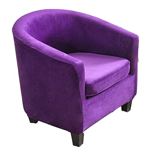 Club Chair Schonbezug, 2 Stück Bezug für Wannensessel Samt Cocktailsessel Bezug Rutschfes sesselbezug Stretch Sofa überzug Loungesessel Cocktailsessel -Violett-2 Pieces Cover