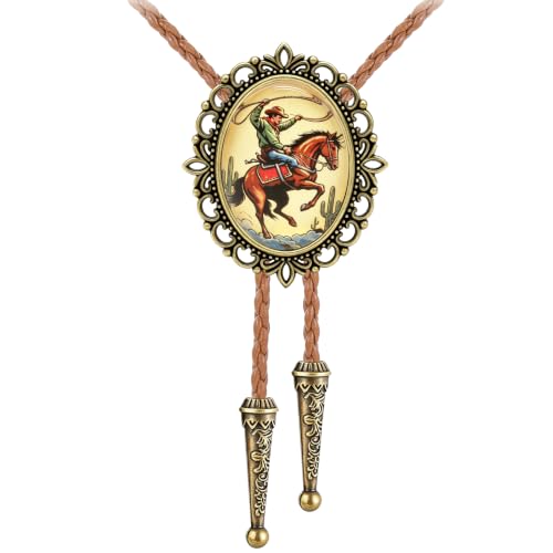 Image of Jeilwiy Bolo Tie for Men Western Cowboy Gothic Bolo Tie Necklace Halloween