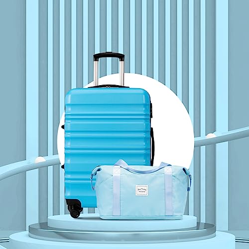 Long Vacation Luggage Set 4 Piece Luggage Set Abs Hardshell Tsa Lock Spinner Wheels Luggage Carry On Suitcase (Sky Blue, 6 Piece Set) #TOP1