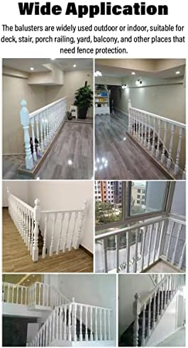 White Wooden Balusters for Staircase - Set of 1/4/10/20, Durable Banister Spindles for Deck Railing & Stairway Remodeling, Perfect for Home Renovation