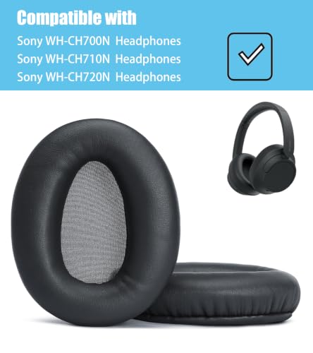 Almohadillas de repuesto compatibles con auriculares Sony WH-CH710N | Color titanio, espuma de memoria de alta densidad y cuero de proteína suave miniatura 2