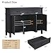 ONBRILL 48 Inches Buffet Cabinet with Storage, Farmhouse Sideboard Buffet w/2 Drawers and 3 Doors, Wood Coffee Bar Cabinet with Adjustable Shelves, Sideboard Storage for Kitchen, Living Room, Black