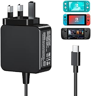45W Charger for Steam Deck and Switch, AC Adapter Steam Charger with 5.9ft Charging Cable Compatible Nintendo Switch/OLED/Lite, AC Adapter Charger for Switch, Mac Book Pro, iPad, Phone, Laptop