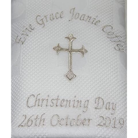 Sew Sew Special Personalised Baby Christening/Baptism/Naming Day Shawl., White Cover