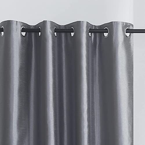 Image of GYROHOME Extra Long Curtains 120 Inch Long for Loft,Faux Silk Room-Darkening Blackout Curtains (Beige Liner) Fully Lined Solid Window Treatment Drapes (2Panel,52x120inch,Sliver Gray)