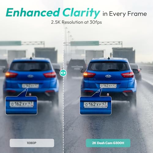 Image of BOTSLAB Dash Cam G300H Pro, 1296P Car DashCam, 140 Wide Angle Car Camera, Color Night Vision, Built in WiFi GPS, 24h Motion Detection Parking Mode, Emergency and Loop Recording