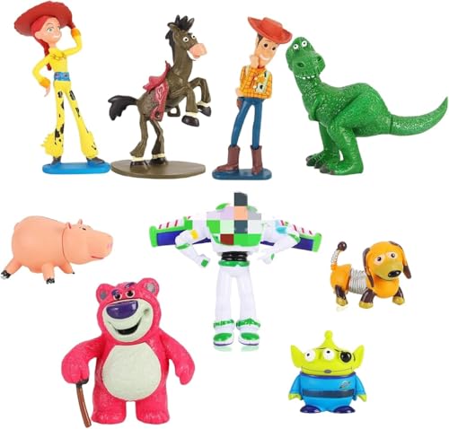 NLIEOPDA 9 Pack Anime Figurines,Woody,Buzz Anime Lightyear Toy,PVC Toys Figures