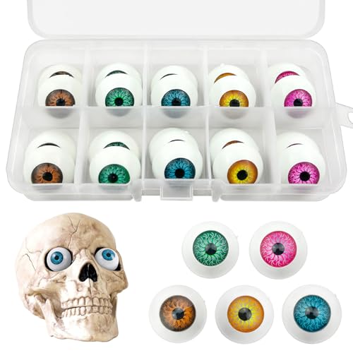 GZLCEU 30 Pezzi Occhi Umani Realistici, 20mm Bulbi Oculari Grandi per Oggetti di Scena di Halloween,Decorazioni per Feste,Fai da Te (Giallo,Rosa,Blu,Marrone,Verde)