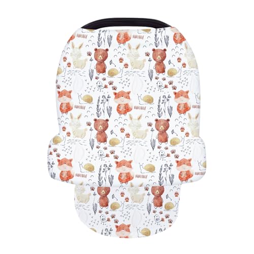 Image of Terriboo Nursing Cover for Newborn Breastfeeding Multi Use Infant Stroller Canopy Unisex Baby Car Seat Cover High Chair Cover Shopping Cart Cover for Baby Boy and Girl (Animal 1)