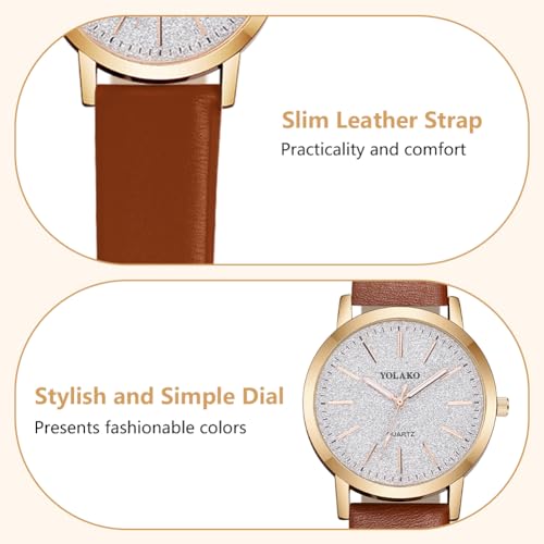 Damenuhr, Damen Analog Quarz Uhr mit Leder Armband, Uhren Damen Einfache Business Klassische Armbanduhr Lässig Quarzuhr Kleideruhr, 3 Zeiger, 39 mm Gehäusegröße – Bild 5