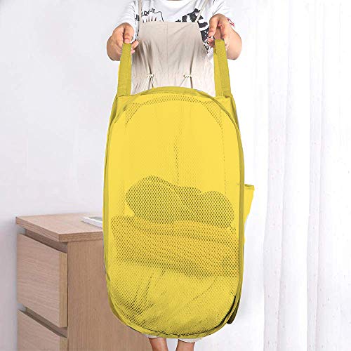 Bud Mesh Pop Up Laundry Hamper, Foldable Clothes Hamper Laundry Basket For Kids Room, Bedroom, College Dorm Or Travel, Yellow #TOP6