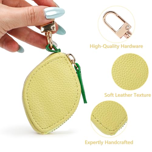 Metaku Cute Lemon Coin Pouch with Keychain, Yellow Mini Wallet Keychain for Women, Fun Fruit Charm Accessory for Bags and Backpacks2
