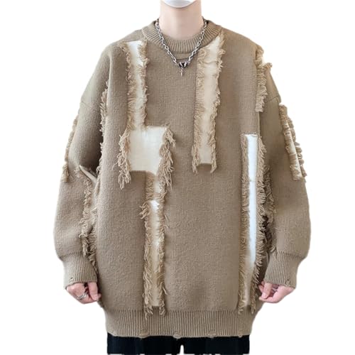 Mens Sweaters Winter Round Neck Long-Sleeved Knitted Pullover Casual Loose Sweater