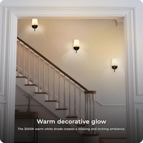 Image of Globe Electric 65000132 Rechargeable Battery Wall Sconce, Integrated LED, Matte Black Finish, White Fabric Shade, 3-Step Touch Dimming, Timer, USB-C Charging, Wireless Modern Lighting