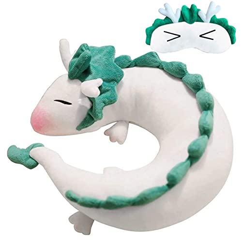 AIHANCH Coussin de nuque, motif de dragon blanc, en peluche, pour enfant, idéal comme coussin de voyage, pour Noël, cadeau d'anniversaire