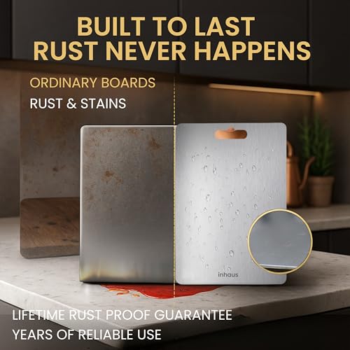 Image of Stainless Steel Chopping Board 35 cm x 25 cm | Large Metal Cutting Board for Kitchen | Easy-Clean, Odor-Free Prep Surface for Vegetables & More | Durable, Stylish + Free Grater