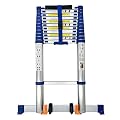 Telesladder Telesladders Multi-Purpose Extendable Ladder Telesladder 8M/7M/6M/5M/4M Tall Telescoping Ladder with Stabilizer Bar & Wheels, Aluminum Extension Ladder for Home Loft Ca