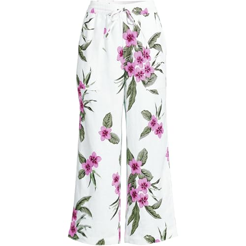 Lands' End Women's High Rise Pull On Drawstring Linen Wide Leg Crop Pants3