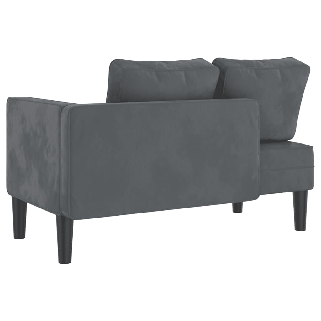 Chaise Longue in velluto grigio scuro con cuscino e schiuma altamente elastica, 116,5 x 62 x 57,5 cm, sdraio relax ergonomico per soggiorno, camera da letto, ufficio, comodo per sdraiarsi e