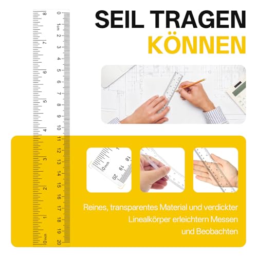 Geometrie Lineal Set 3 Stück – Großes & Kleines Geodreieck mit Griff + 20 cm Lineal, Lineal Set für Präzise Winkel & Längenmessung, Geometrie Zubehör Ideal für Präzises Zeichnen, Messen & Modellieren