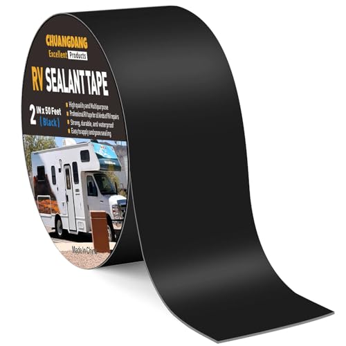 Image of Black RV Sealant Tape,2Inchx50Feet,1-Pack,RV Roof Tape,Camper Repair Tape,Black RV Tape,Repair for Trailer, Boat,Window,Roof & Leaks,Sealing