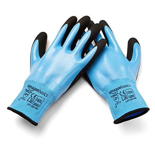 Amazon Basics 15 Gauge Polyester Nitrile Fully Coated, Sandy Nitrile Palm Coated Outer Size 10,Xl, 2-Pair #TOP5