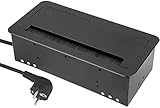Enchufe empotrable de metal macizo con cierre suave. 2 enchufes con protección de contacto, 2 puertos USB, 2 enchufes de red LAN