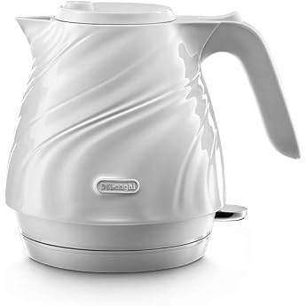 De'Longhi (デロンギ) Electric Kettle Seta KBS1200J-W Italian Design 0.8L Silk Draped Lightweight Compact One-Push Open [White] De