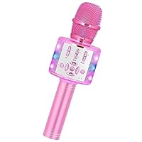 Amazmic Toys for Girls, Kids Karaoke Microphone Toddler Microphone for Kids with Lights, Birthday Gift for Girls, Boys Toy Age 3 4 5 6 7 8+(Light Pink)