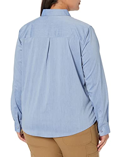 Dickies Women's Long Sleeve Stretch Poplin Work Shirt, Limoges, Extra Small #TOP1