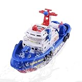 Spielzeug Feuerwehr Boot - 23x8x11 cm Wassersprinkler Mit Lichtern Und Musik - Schwimmendes Wasserspielzeug - Für Kinder 4-8 Jahre, Dusche Bad Schlafzimmer Schwimmen Im Freien